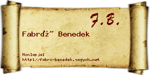 Fabró Benedek névjegykártya